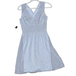 NWT Ann Taylor Georgette Pleat Tank Dress 100% silk classic pale gray 00